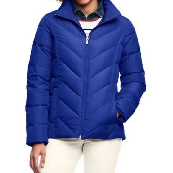 NWT Land’s End Puffer HyperDry Down Blue Jacket 1X 16/18 - Picture 8 of 10